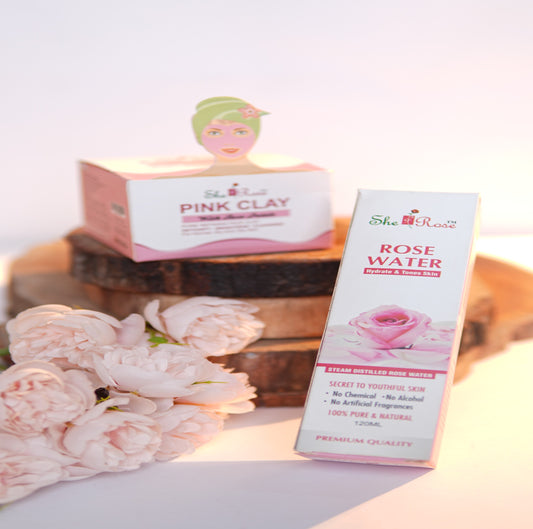 SHE ROSE Skin Love Combo – Pink Clay + Rose Water Toner