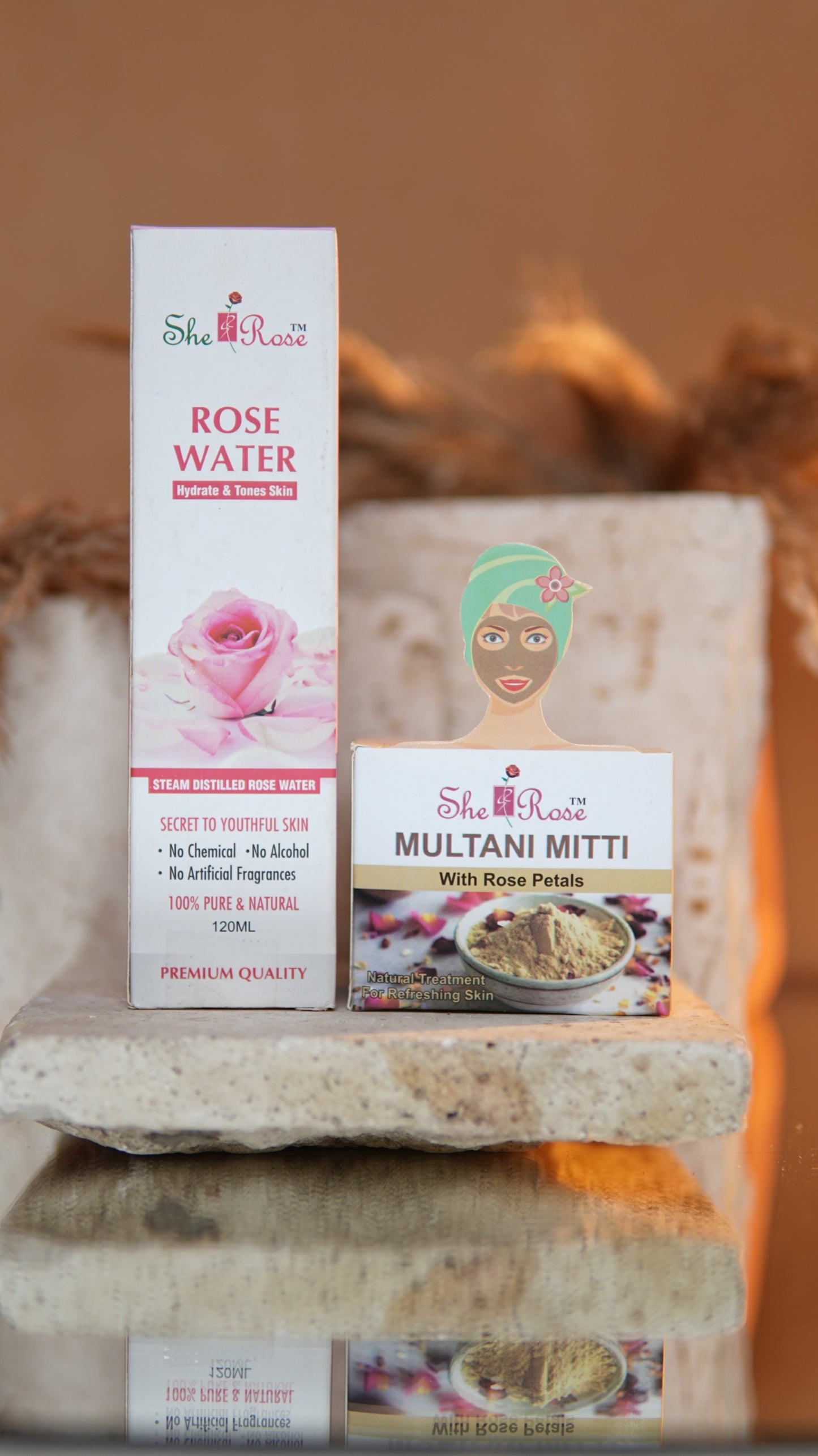 SHE ROSE Glow Duo – Rose Water & Multani Mitti Combo